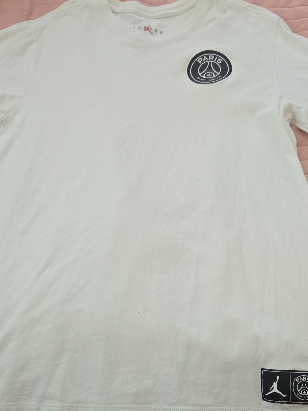 Jordan White Short Sleeve Tee with Paris Crest